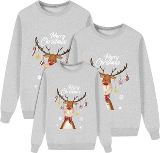 Generic Christmas Jumpers Matching Family Sets Long Sleeve Round Neck Xmas Themed Graphic Print Sweatshirts Novelty Family Pullovers for Men, Women and Kids 2