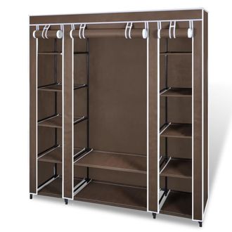vidaXL Armario De Tela Compartimentos Y Varillas Marr&oacute;n 45x150x176cm Vidaxl