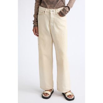 Acne Studios 1981 Cotton Wide Leg Jeans in White at Nordstrom, Size X-Large