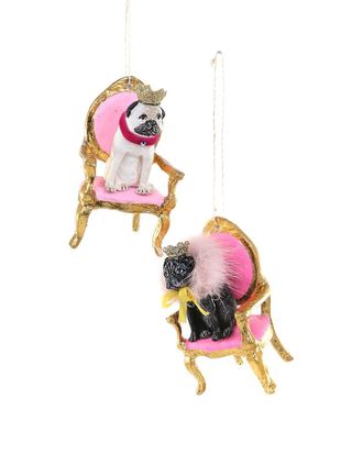 Cody Foster & Co. Set Of 2 Handmade Regal Pug Ornaments