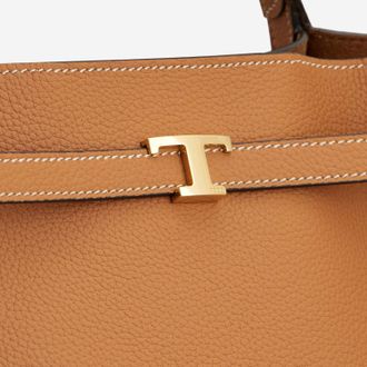 Tod's Womens Leather Shopping Bag With Logo Brown Calfskin Handbags Hand