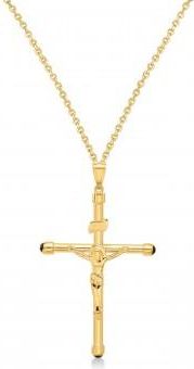 Allurez Onyx Crucifix Pendant Necklace 14K Yellow Gold