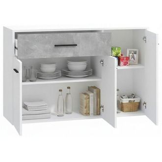 Dmora Credenza Sanza, Madia un Cassetto, 2 Ripiani, Apertura Battente e Scorrevole, 119x33x80.5h cm Bianco