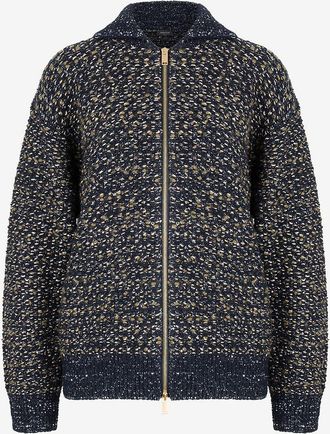Fabiana Filippi Tweed-Strick-Bomberjacke mit Pailletten