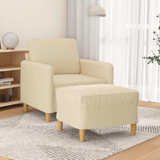 vidaXL Sill&oacute;n Con Taburete Tela Crema 60 Cm Vidaxl