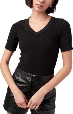 Project Social T Brooks Heathered Elbow Sleeve V-Neck Top
