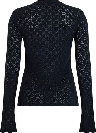 Gucci Womens Long-Sleeve Monogram T-Shirt Black Cotton T-Shirts & Jerseys