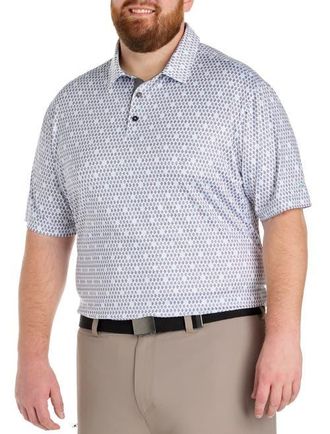 Reebok Big & Tall Contrast Diamond Print Polo Shirt in Tranquil Teal at Nordstrom, Size Xx-Large