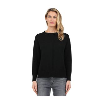 Alpha Studio Merino Wol Lange Mouw Ronde Hals Trui - Dames - Ronde hals truien - Zwart - M - Wol - Truien & Vesten
