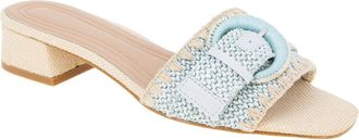 BCBGeneration Camri Buckled Raffia Slide Sandal in Seafoam at Nordstrom, Size 9.5