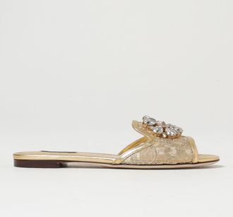 Dolce & Gabbana Mules in pizzo e pelle laminata con fibbia gioiello