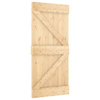 Berkfield Home Sliding Door with Hardware Set 95x210 cm Solid Wood Pine in Natural