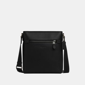Coach Mens Slim Messenger in Pebbled Leather - Black - One Size