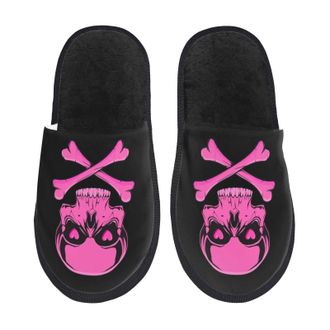 Generic Home Slippers Pink Skull Slippers Soft Casual Slipper For Bathroom Travel Bedroom M