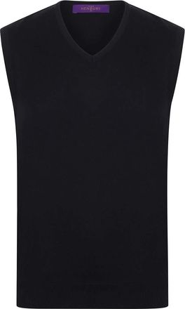 Henbury Mens Sleeveless 12 Gauge V-Neck Fine Knit Jumper (2XL) (Black)