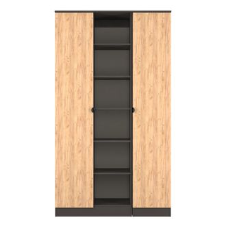 Lewis's Bora Tall 3 Door Robe with shelves in Gold Craft Oak & Graphite - Ready Assembled - Lewiss Home | TJ Hughes