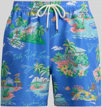 Ralph Lauren Regular Fit Badehose mit Allover-Muster in Royal, Gr&ouml;&szlig;e XXL