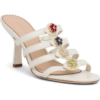 Cinq &agrave; Sept Emmy Crystal Flower Strappy Sandal in Ivory at Nordstrom, Size 6.5Us