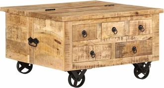 vidaXL Mesa De Centro De Madera De Mango Rugosa 70x70x40 Cm Vidaxl