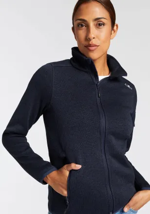 F.lli Campagnolo Strickfleecejacke CMP KNITTED MELANGE FLEECE WOMAN JACKET, Damen, Gr. 34, blau (b. blau), Strick, Obermaterial: 100% Polyester, normal, eingefasste Ka