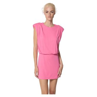 John Richmond Korte Mouwloze Jurk met Gestructureerde Schouders - Dames - Korte kleedjes - Roze - M - Nylon - Kleedjes