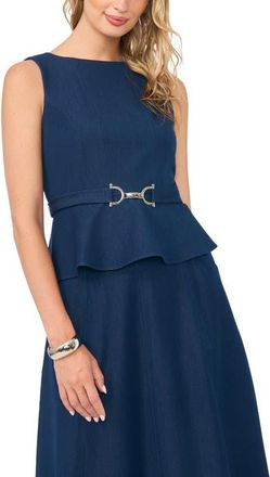 Vince Camuto Seamed Belted Peplum Shell in Indigo at Nordstrom, Size 00