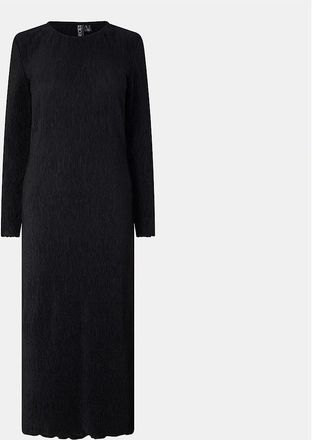 Pieces Womens Kni Crew Neck Long Sleeve Midi Dress - Black - Size: 14