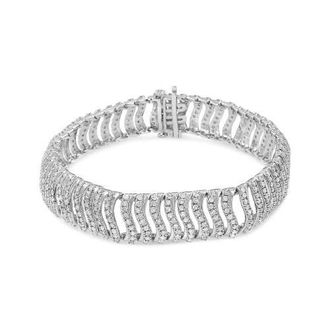 House of Brilliance Silver 5.00 Cttw Round-Cut Diamond S Link Bracelet in White at Nordstrom