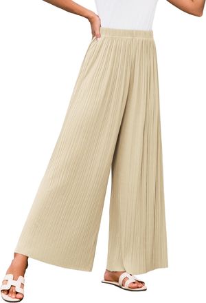 Grace Karin Womens Wide Leg Pants Summer Light Thin Pants Casual Loose Fabric Pants Khaki XL