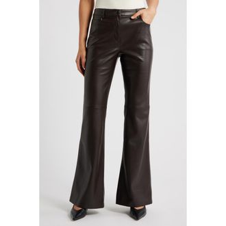 Mango Connie Flared Faux Leather Pants in Chocolate at Nordstrom, Size 10