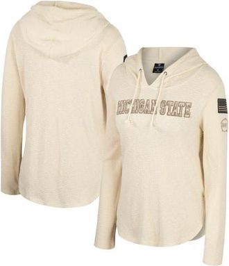 Colosseum Womens Colosseum Cream Michigan State Spartans OHT Military Appreciation Casey Raglan Long Sleeve Hoodie T-Shirt at Nordstrom, Size X-Large
