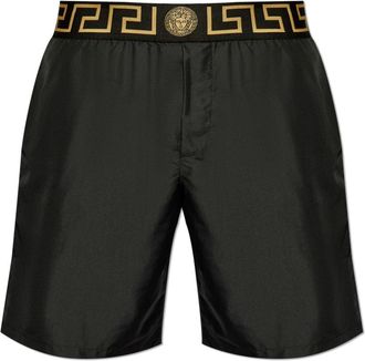 Versace Zwembroek met logo - Heren - Strandmode - Zwart - S - Polyester - Badmode