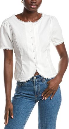 French Connection Lace Trim Blouse