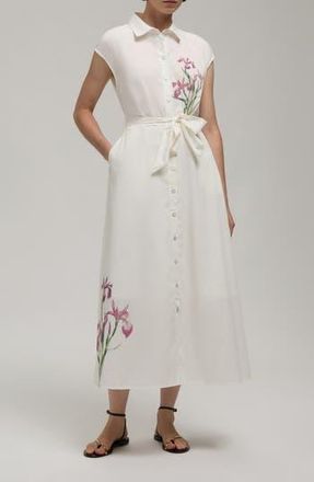 Hunter Midi Button Down Embroideried Shirt Dress in Snow-White at Nordstrom Rack, Size X-Large