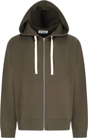 Jil Sander Zip-up sweatshirt met capuchon - PNT - Heren - Sweatshirts & Hoodies - Groen - Maat: XL Katoen