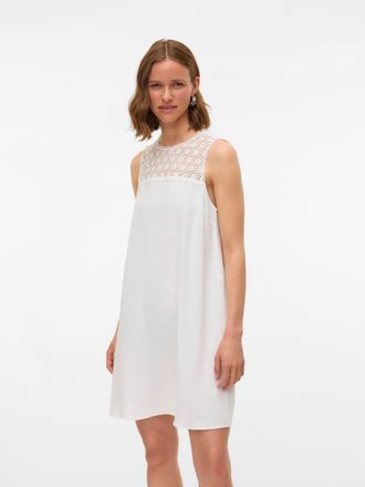 Vero Moda Minikleid VERO MODA VMALVA CROCHET SHORT DRESS WVN GA, Damen, Gr. XS (34), N-Gr, weiss (cloud dancer), Web, Obermaterial: 100% Polyester, unifarben, r