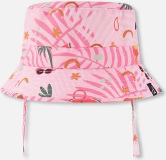 Deux par Deux Wide Brim Beach Print Beach Hat in Beach Print Rose at Nordstrom, Size 18-24M