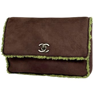 Chanel Brown Green Clutch Bag Pouch (Pre-Owned)