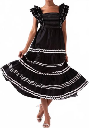 Celina Moon Janine Midi Dress In Black