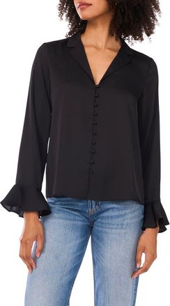 1.State Button Front Long Sleeve Top in Rich Black at Nordstrom Rack, Size Xx-Small