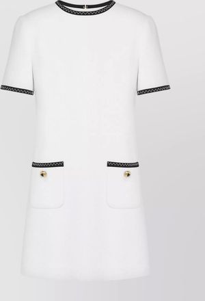 Moschino trimmed pocketed round neck short sleeve dress