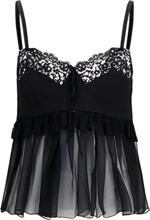 Chlo&eacute; Crepe de Chine Lingerie Top - Dames - Tops zonder mouwen - Zwart - M - Katoen - Tops