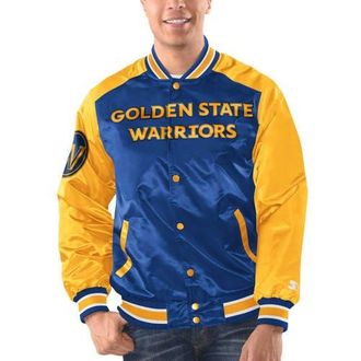 Starter Mens Starter Royal/Gold Golden State Warriors Renegade Satin Full-Snap Varsity Jacket at Nordstrom, Size Xx-Large