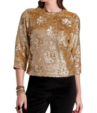 Frances Valentine Taylor Sequin Top In Gold