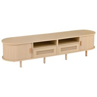 Urban Meuble Mueble de TV de madera clara con puertas correderas