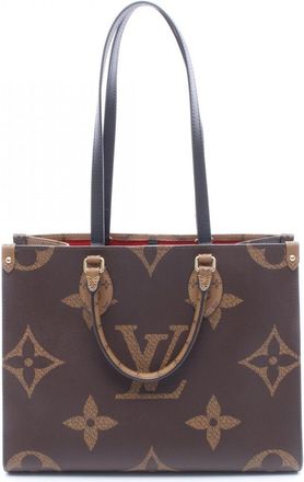 Louis Vuitton Beige Brown Monogram Coated Canvas Leather Handbag Tote Bag (Pre-Owned)