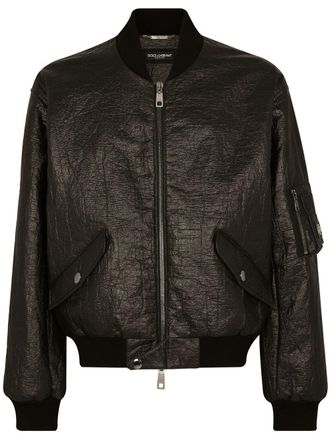 Dolce & Gabbana Bomberjack met gekreukte afwerking - Zwart