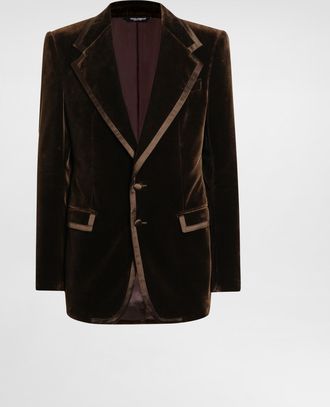 Dolce & Gabbana Single-breasted Jacket In Smooth Velvet - Man Suits And Blazers Multi-colored 44