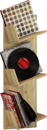 ebuy24 Estante De Pared De Madera Vcm Tablero De Pared Con Tres Compartimentos Grandes Espacio Para 100 Registros Tambi&eacute;n Se Puede Utilizar Para Libros Dimen