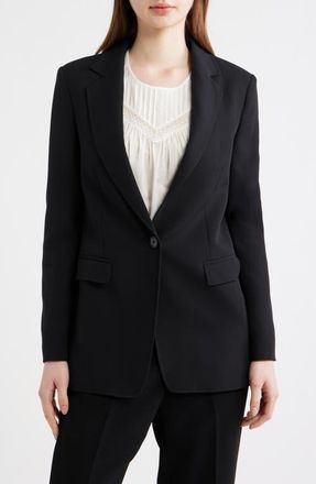 Boss Orange by Hugo Boss Jabla One-Button Crepe Blazer in Black at Nordstrom, Size 14